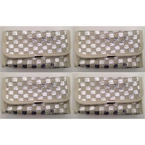 4 Mally Beauty Tan & Silver Make up Cosmetics Bag / Cell Purse / Clutch (new)